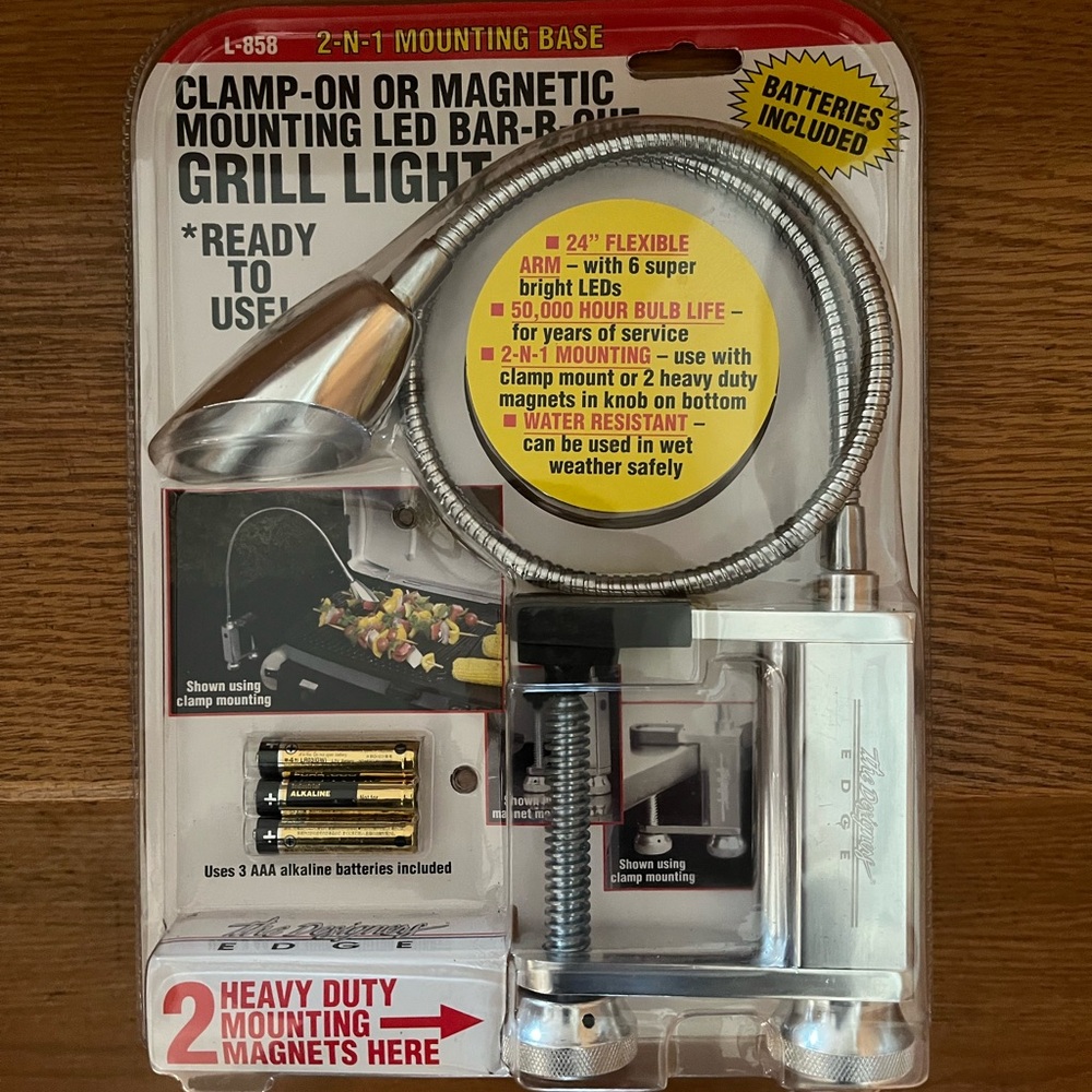 2-in-1 Clamp-On or Magnetic LED Grill Light - Silver